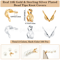200Pcs 2 Colors Brass Bead Tips Knot Covers&nbsp;KK-BBC0015-91