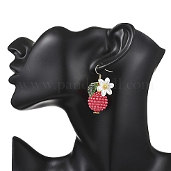 2 Pairs Strawberry ABS Plastic Imitation Pearl Dangle Earrings&nbsp;EJEW-JE06761