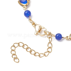 Heart Stainless Steel & Glass Connector Charms Bracelets&nbsp;BJEW-JB12656-01