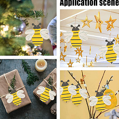 Wood Insect Pendant Decorations&nbsp;HJEW-WH20016-02A