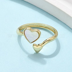 Brass Shell Cuff Rings for Women&nbsp;RJEW-C126-09G