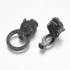 Brass Micro Pave Cubic Zirconia Fold Over Clasps&nbsp;ZIRC-E138-10B