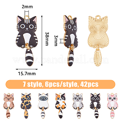 42Pcs 7 Style Light Gold Rack Plating Alloy Enamel Pendants&nbsp;FIND-DC0003-41