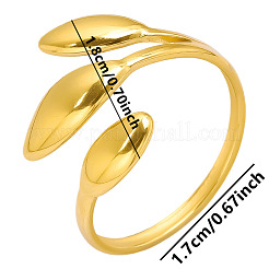 Vintage 304 Stainless Steel Three-Leaf Open Cuff Ring for Women&nbsp;LW4764-2