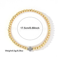Brass Round Beads Stretch Bracelets&nbsp;ZX6344-2