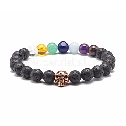 Natural Lava Rock Stretch Bracelet for Women Men&nbsp;BJEW-JB06831