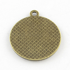 Tibetan Style Alloy Flat Round Pendant Cabochon Settings&nbsp;TIBEP-Q045-068C-AB-NR