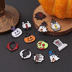 14Pcs 14 Style Halloween Theme Rack Plating Spray Painted Alloy Enamel Pendants&nbsp;ENAM-YW0003-84