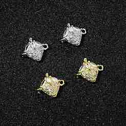 4Pcs 2 Colors Brass Pave Cubic Zirconia Fruit Connector Charms&nbsp;KK-FS0001-73C