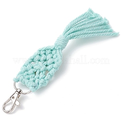 Handmade Macrame Cotton Threads & Natural Cowrie Shell Beads Pendant Decoration&nbsp;HJEW-JM02627-01