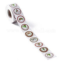 8 Patterns Christmas Round Dot Self Adhesive Paper Stickers Roll&nbsp;X-DIY-A042-01B