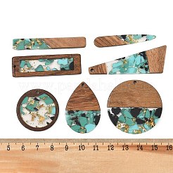 Walnut Wood & Transparent Resin & Gold Foil Pendants&nbsp;WD-CBA583A-15