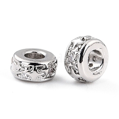 Brass Micro Pave Clear Cubic Zirconia Beads&nbsp;ZIRC-P091-02B-P-RS