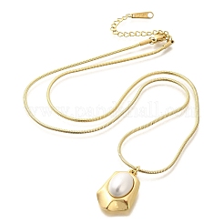 Shell Pearl Polygon Pendant Necklaces&nbsp;NJEW-K255-11G