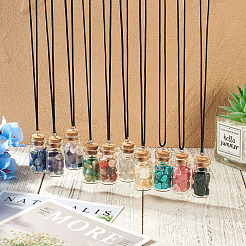 Natural & Synthetic Gemstone Chip and Glass Bottle Pendant Necklaces&nbsp;NJEW-TAC0016