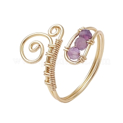 3Pcs Natural Amethyst & Green Aventurine & Rose Quartz Finger Rings&nbsp;RJEW-JR00838