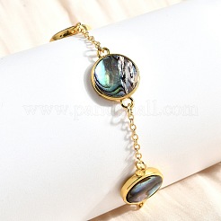 Brass Abalone Shell Link Bracelets&nbsp;BJEW-D315-01G