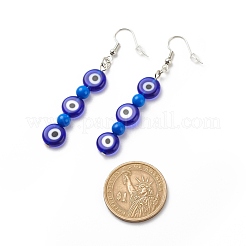 Lampwork Evil Eye & Acrylic Beaded Dangle Earrings&nbsp;EJEW-JE04972-01