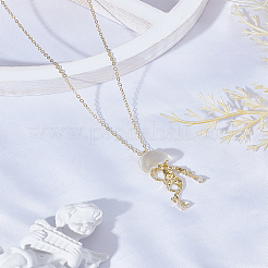 1Pc Brass Clear Cubic Zirconia Jellyfish Pendant Necklaces for Women&nbsp;NJEW-LP0002-89