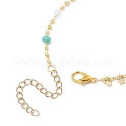 2Pcs 2 Styles Brass Star Tassel Handmade Glass Link Chain Anklet Sets&nbsp;AJEW-AN00761