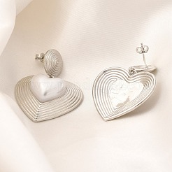 Rack Plating Heart Brass Dangle Stud Earrings&nbsp;EJEW-H143-16P