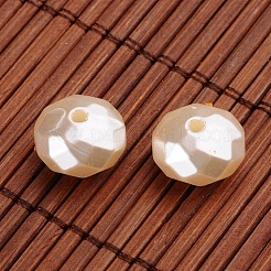 Faceted Rondelle Imitation Pearl Acrylic Beads&nbsp;OACR-L004-3604