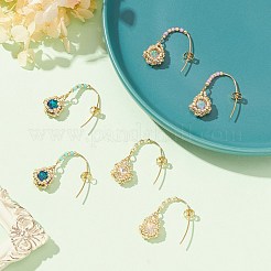 3 Pair 3 Color Rhinestone & Glass Beaded Flower Dangle Earrings&nbsp;EJEW-MZ00097