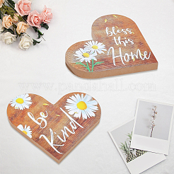 Wooden Heart Shaped Blessed Sign Ornaments&nbsp;AJEW-WH20019-83B