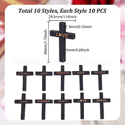 100Pcs 10 Styles Wooden Pendants&nbsp;WOOD-GA0001-93B