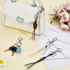 4Pcs 4 Colors Nylon Wired & Glass Bead Keychains&nbsp;KEYC-SC0002-16