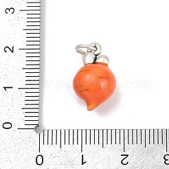 Fine Silver Dark Orange Enamel Fruit Pendants&nbsp;STER-F060-01AS-01