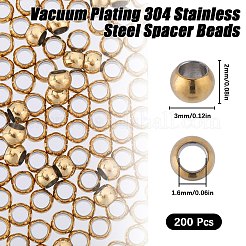 200Pcs PVD Vacuum Plating 304 Stainless Steel Spacer Beads&nbsp;STAS-SC0006-89B