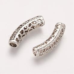 Brass Hollow Rhinestone Tube Beads&nbsp;KK-E508-AS