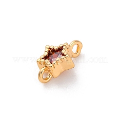 Brass Cubic Zirconia Star Connector Charms&nbsp;KK-Z084-11G-02