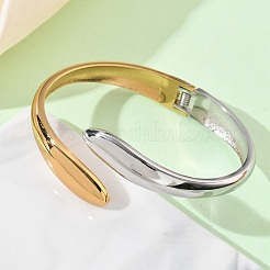 Two Tone 304 Stainless Steel Cuff Bangles&nbsp;BJEW-F540-04GP