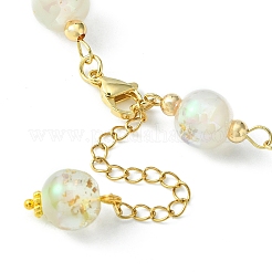 Resin with Gold Foil Round Beaded Chain Necklaces&nbsp;NJEW-JN04361-01