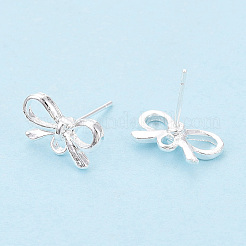 Bowknot Alloy Stud Earring Findings&nbsp;PALLOY-WH20003-06S