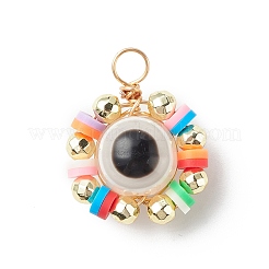 Copper Wire Wrapped Evil Eye Plastic Pendants&nbsp;PALLOY-JF01936