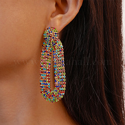 Brass Micro Pave Colorful Cubic Zirconia Dangle Stud Earrings&nbsp;FS-WG92DED-01