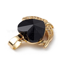 Real 18K Gold Plated Rack Plating Brass Micro Pave Cubic Zirconia Pendants&nbsp;KK-C015-28G-06