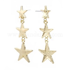 Triple Star Long Dangle Stud Earrings&nbsp;EJEW-N100-002-NR