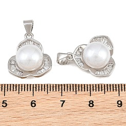 Brass Micro Pave Clear Cubic Zirconia Pendants&nbsp;KK-CBA6A75-45P