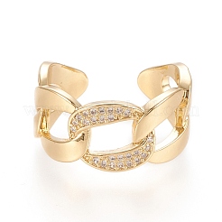 Adjustable Brass Micro Pave Clear Cubic Zirconia Cuff Rings&nbsp;RJEW-M133-03G
