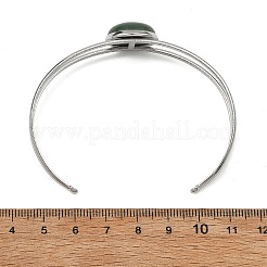 Non-Tarnish 304 Stainless Steel & Natural Gemstone Cuff Bracelets for Women&nbsp;BJEW-JB14123-01