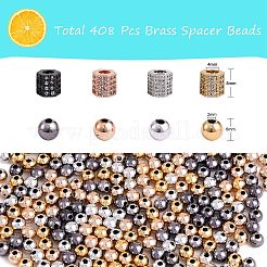 400Pcs UV Plating ABS Plastic Round Beads and 8Pcs Brass Micro Pave Cubic Zirconia European Beads&nbsp;CCB-SZ0001-11