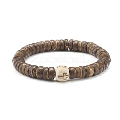 Flat Round Coconut Beads Stretch Bracelets Set&nbsp;BJEW-JB07010