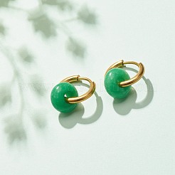 Rondelle Natural Malaysia Jade Beded Hoop Earrings&nbsp;EJEW-JE04937