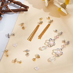 6 Pairs 2 Colors Brass Micro Pave Cubic Zirconia Stud Earring Findings&nbsp;ZIRC-BBC0003-24A