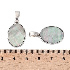 Rack Plating Natural Black Lip Shell Pendants&nbsp;KK-E059-18P-01