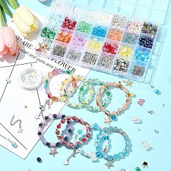 DIY Alloy Enamel & Glass & CCB Plastic Bracelets Jewelry Making Kits&nbsp;DIY-FS0007-50